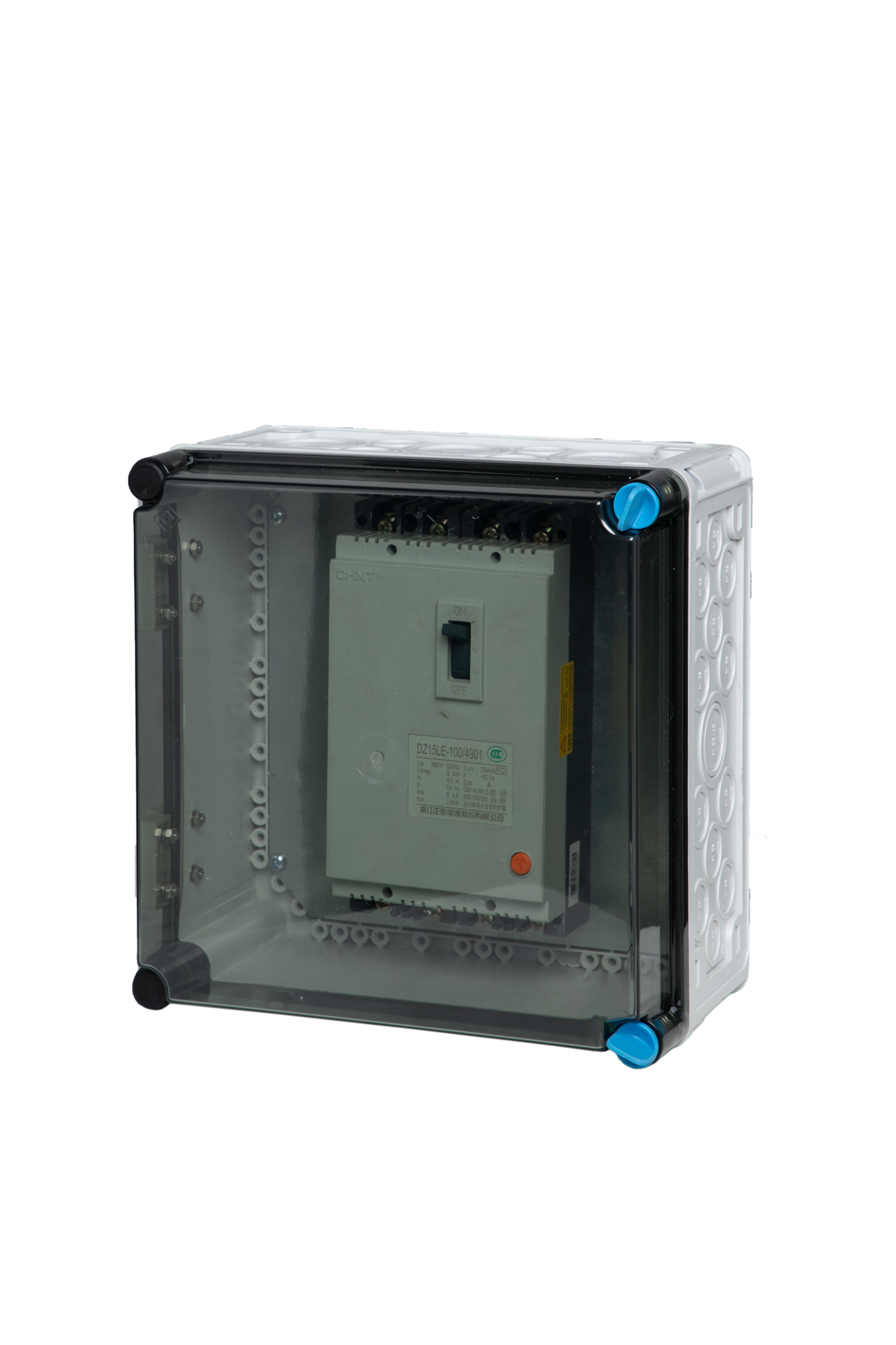 Technical support image showing internal structure and installation details of PC distribution box