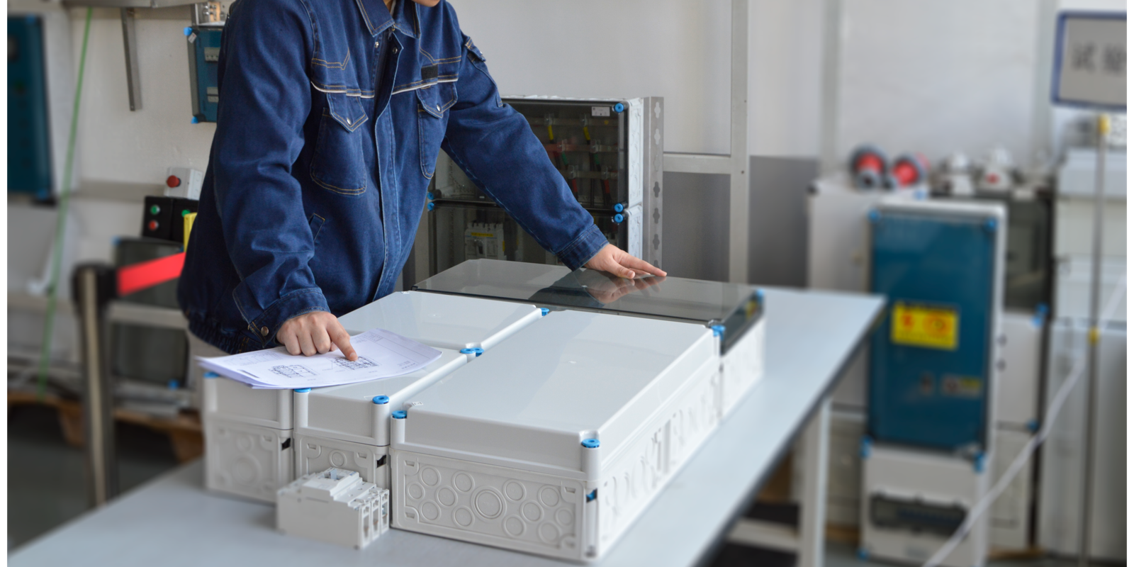 Factory coordination image showing packaging, finished goods area, and shipment preparation