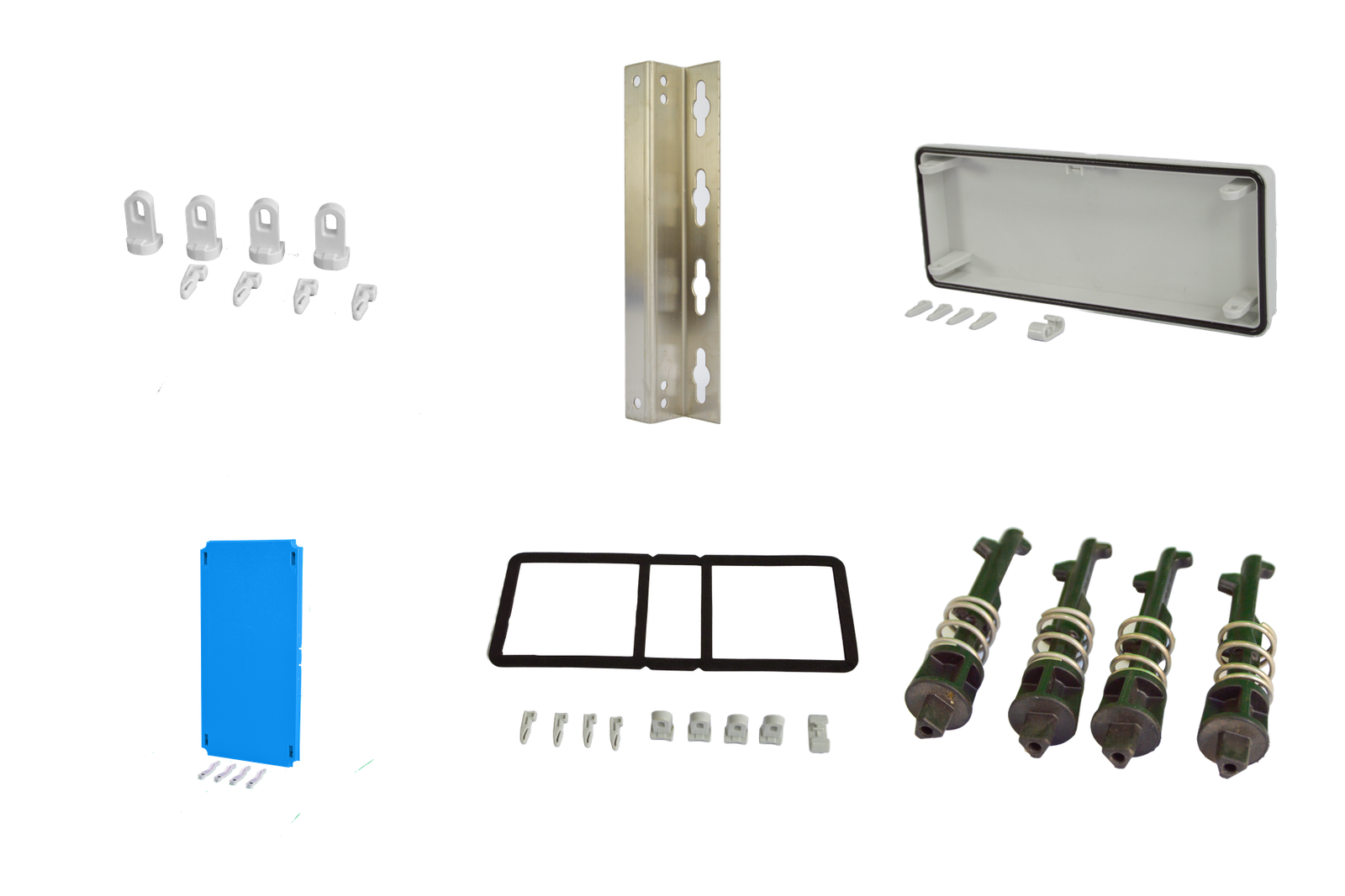 DIN rail back plate internal accessories and metal bracket combo image